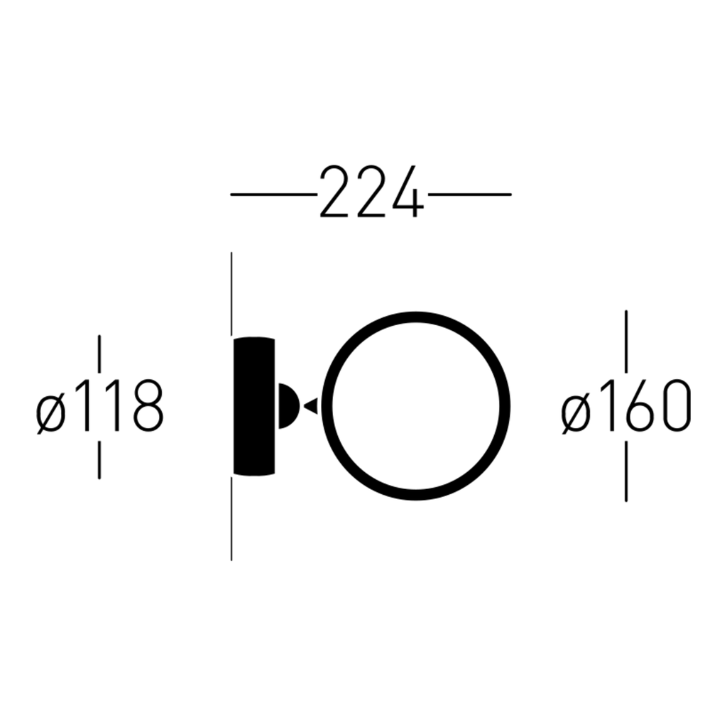 Myco 160 K TRIAC Wandaufbauleuchte Maßzeichnung