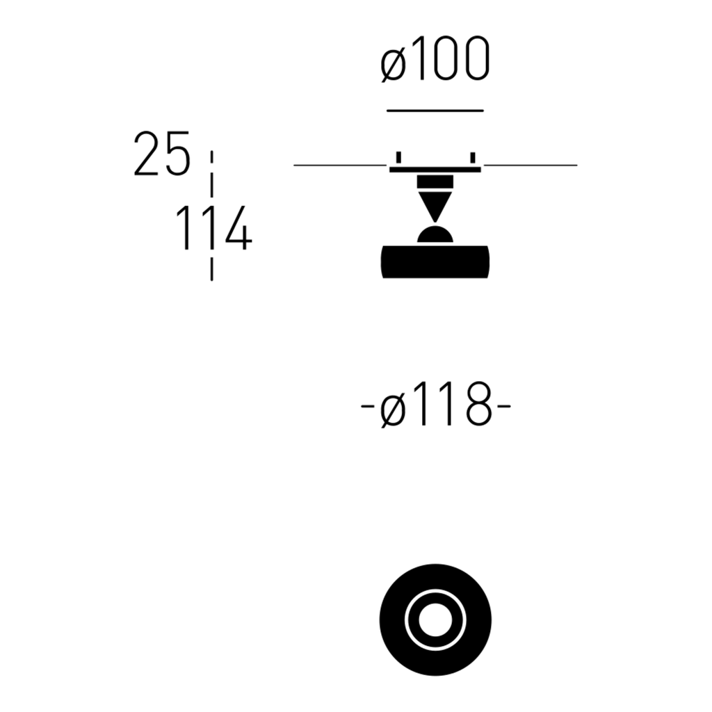 Myco 120 IN Deckeneinbaustrahler Maßzeichnung