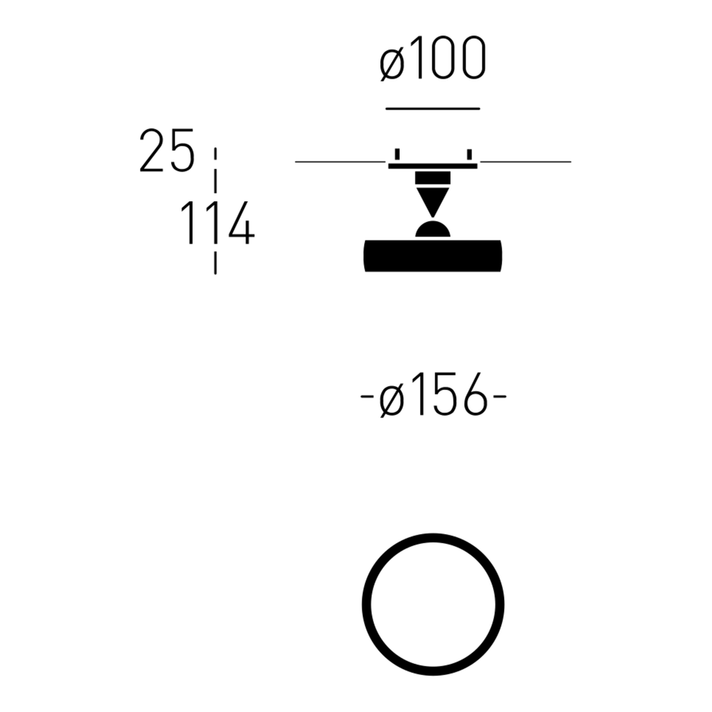 Myco 160 IN SOFT Deckeneinbauleuchte Maßzeichnung