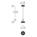 Myco One 120 Z Deckenaufbaupendelstrahler Maßzeichnung