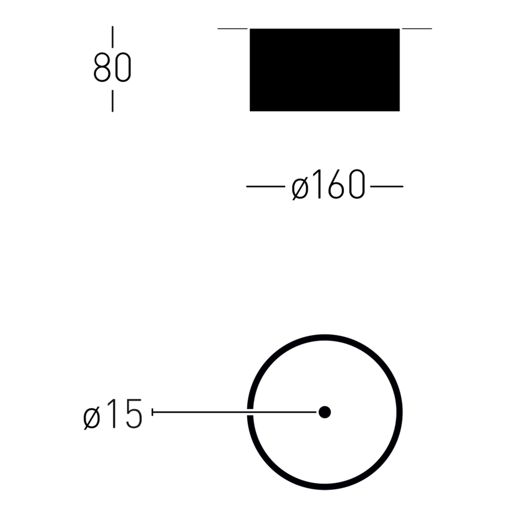Maxime 160 ON SOFT Deckenaufbauleuchte Maßzeichnung