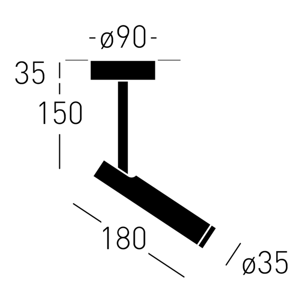 Flask 15 ON Deckenaufbaustrahler Maßzeichnung