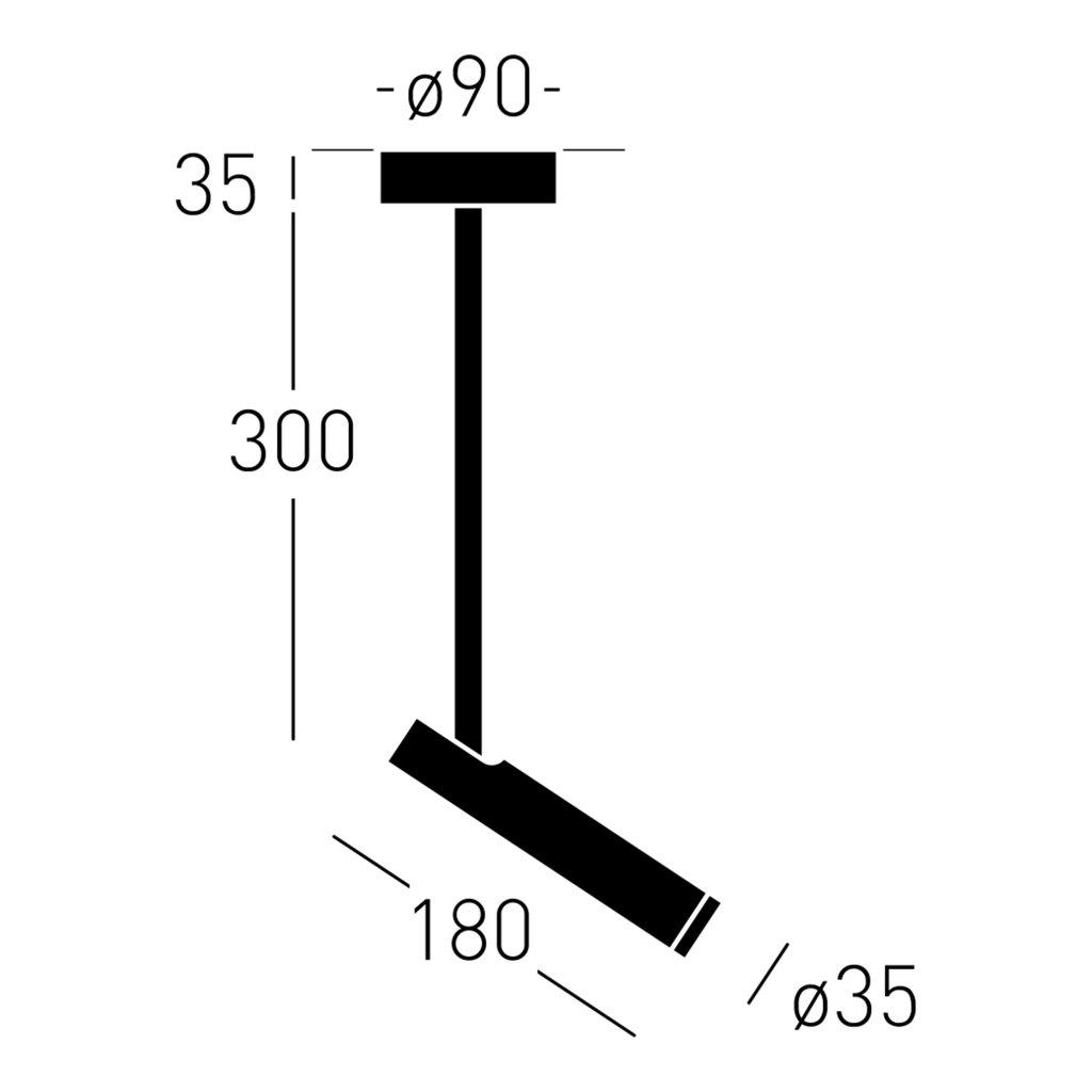 Flask 30 ON Deckenaufbaustrahler Maßzeichnung