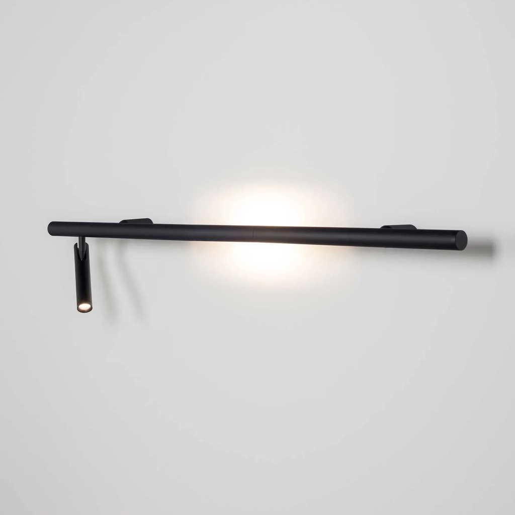 [42.2156.2BA.002] Backlight+ K Wandaufbauleuchte (120 cm, DALI-2, 002/schwarz/RAL9005, 2700K / CRI98 Sunlight, links)