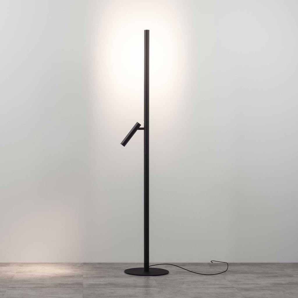 Backlight+ Floor Luminaire (2700K / CRI98 Sunlight, 002 – Black, R, Adjustable Glass Lens)