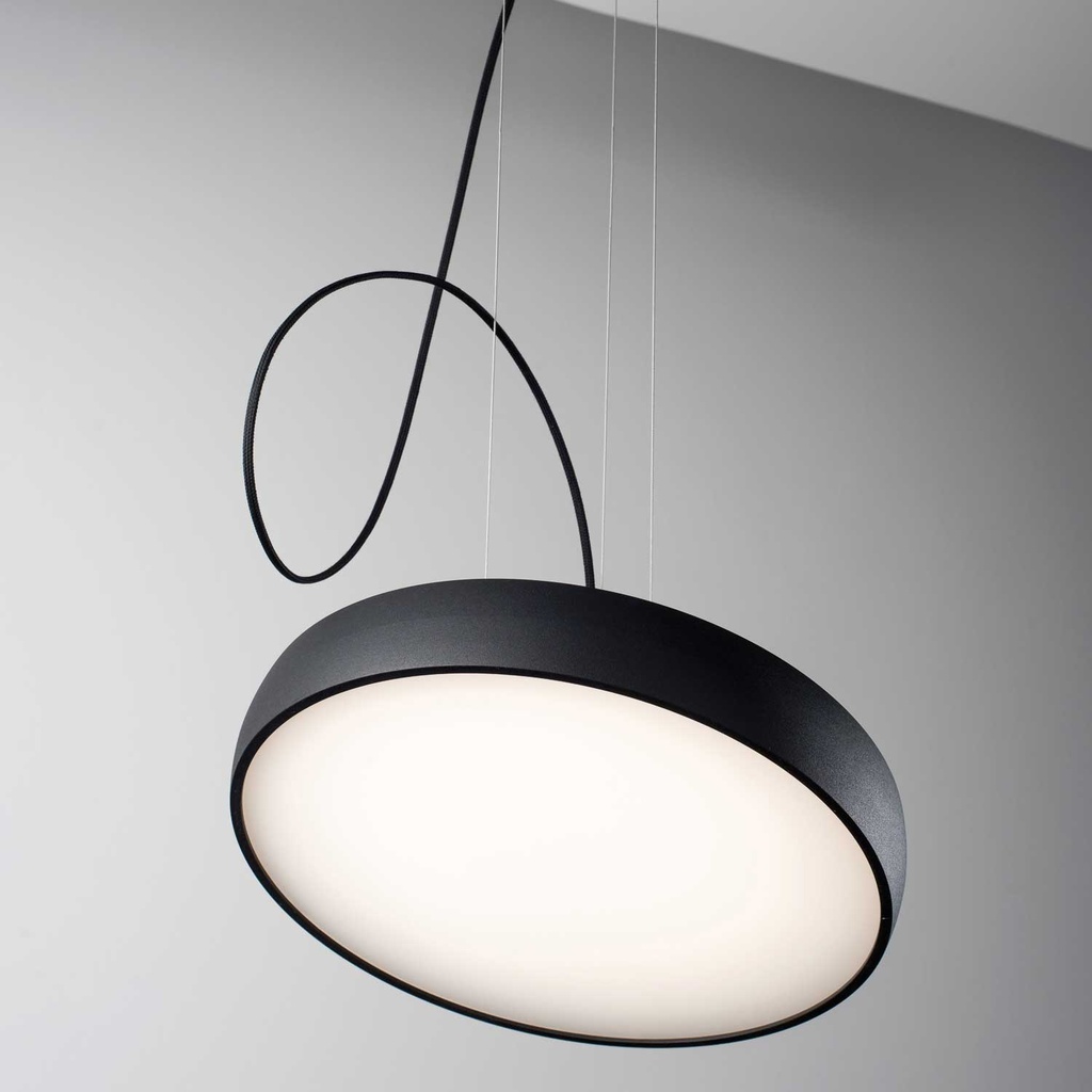 [31.9111.H16.002] Myco 160 ZS Pendelaufbauleuchte SNAP (2700K / CRI98 Sunlight, 002 – Schwarz, SOFT (opaler Diffusor))