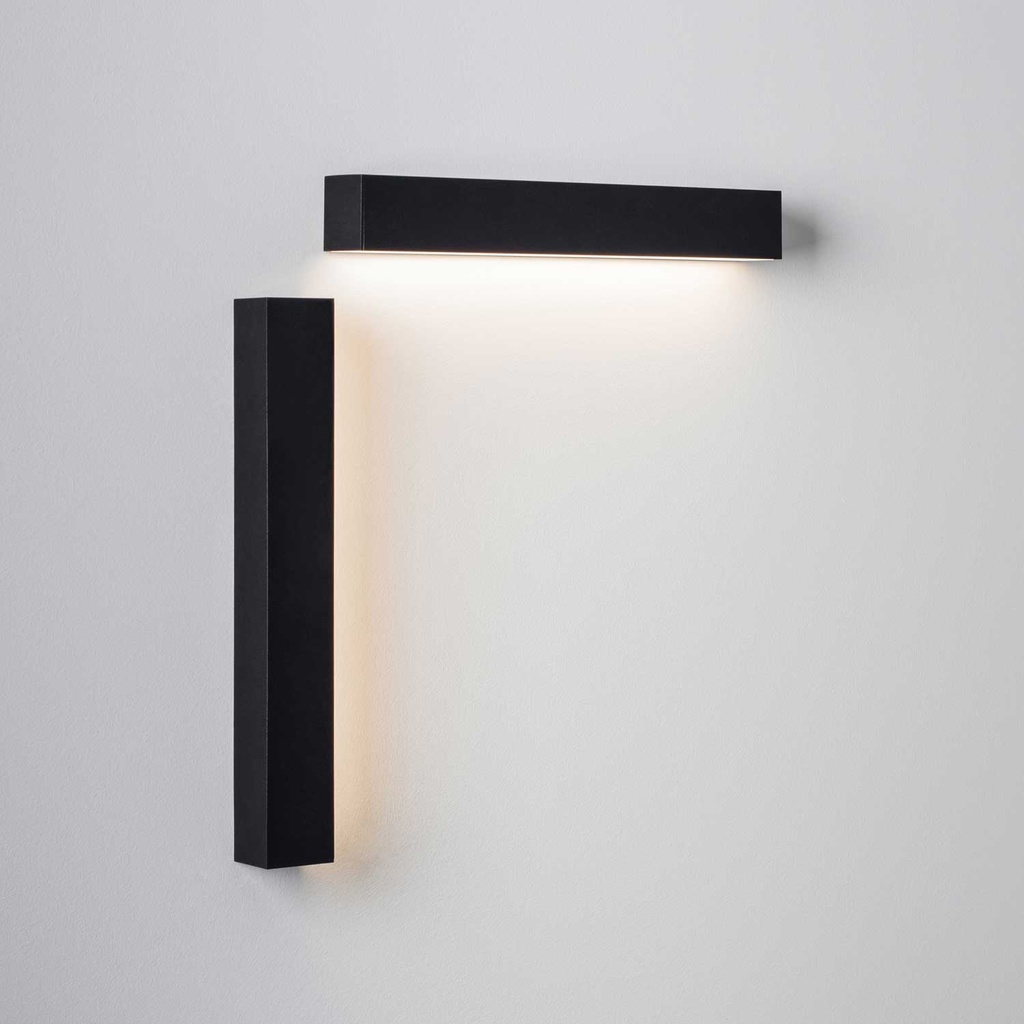 [22.2101.J16.002] Luminaria de pared tipo Thiny Slim K (2700K / CRI98 Sunlight, 002 – Negro, NO-DRV – Sin Controlador, 30, SOFT (Difusor Opal))