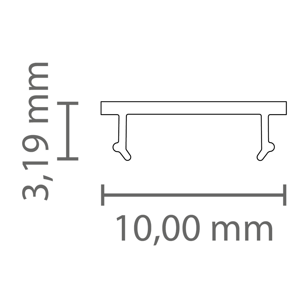 [432001010000] PC43_10 Cover FLAT f. LED Alu-Profile Exo-A0/F0 | Polycarbonat (Schwarz RAL9005, 2M)