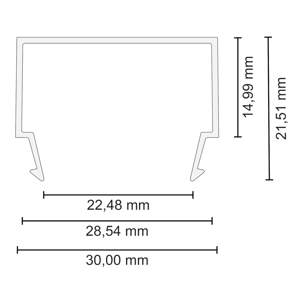 [432001030150] PC51_24 Cover HIGH f. LED Alu-PROFIL Exo-N3/N4 | Polycarbonat (Schwarz RAL9005, 2M)