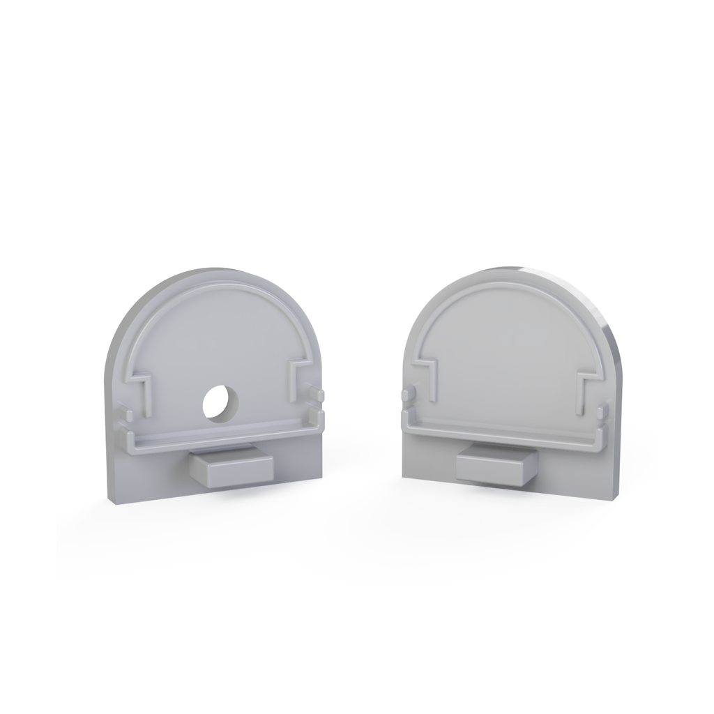 CAP-N3 Endkappe | HALF-ROUND | mit Loch | aluminium-silber