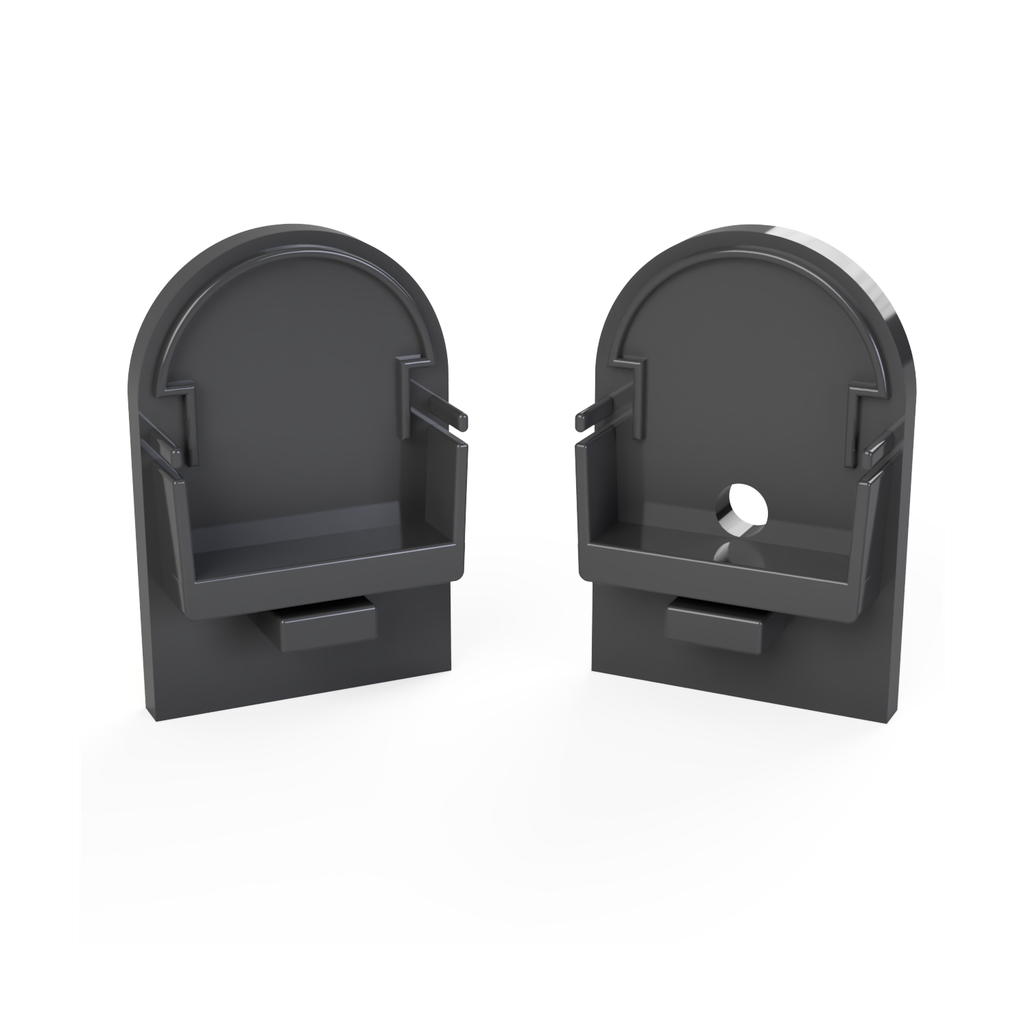 CAP-N4 Endkappe | HALF-ROUND | ohne Loch | schwarz